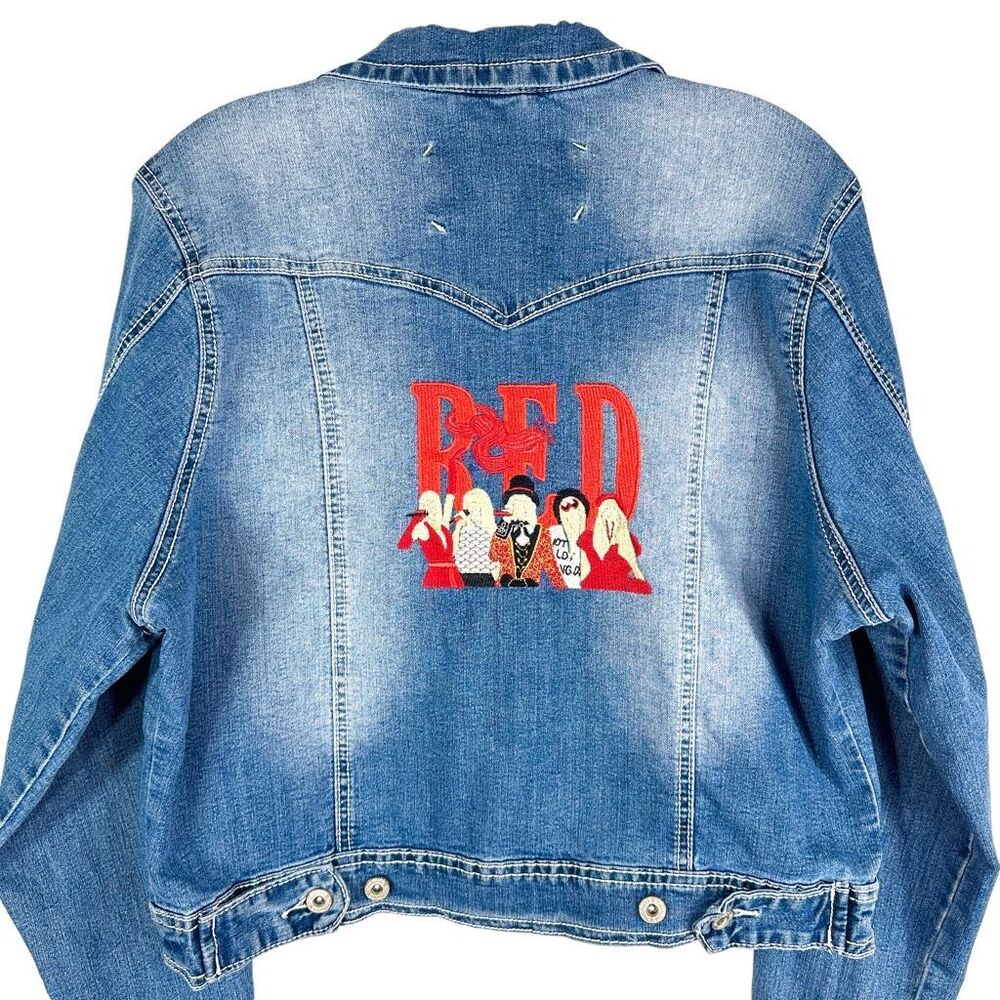 Taylor‎ Swift Custom Jean Jacket Embroidered Red Maurices Size 0 Eras Tour 1671